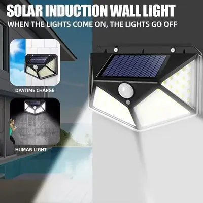 Solar Wand Lampe Outdoor 100LED Lampe Wasserdicht Motion Sensor Solar Powered Sonnenlicht Straße Lampe Garten Geländer Dekorative Lampe