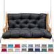 Garden Bench Cushion, Waterproof 2/3 Seater Swing Seat Cushions With Backrest & Ties, Replacement Cushions for Outdoor Furniture, Outdoor, Backyard and Garden,Black,100*100*10cm/40*40*4inch