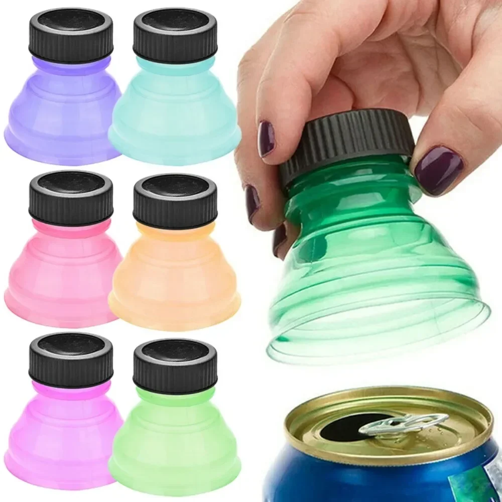 6 teile/satz Wiederverwendbare Kunststoff Bier Wasser Dispenser Deckel Schutz Kappen Abdeckung Flasche Top Soda Saver Kann Wasser Flasche Zubehör Image