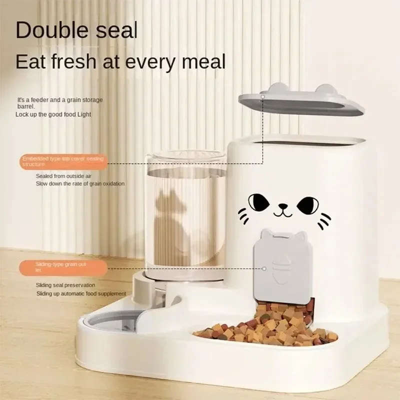 Mangeoire automatique 2 en 1 pour chat et chien, grande capacité, distributeur de nourriture sèche et humide, fontaine d'eau automatique, bol étanche, stockage des aliments pour animaux de compagnie,