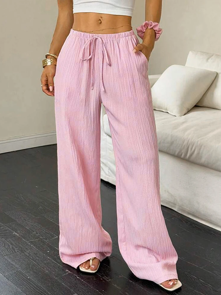 Sommer Neue Frauen Hosen Streetwear Fashion Beiläufige Dünne Spitze-up Rosa Süße Hosen Elegante Weibliche Vielseitige Hosen Kleidung