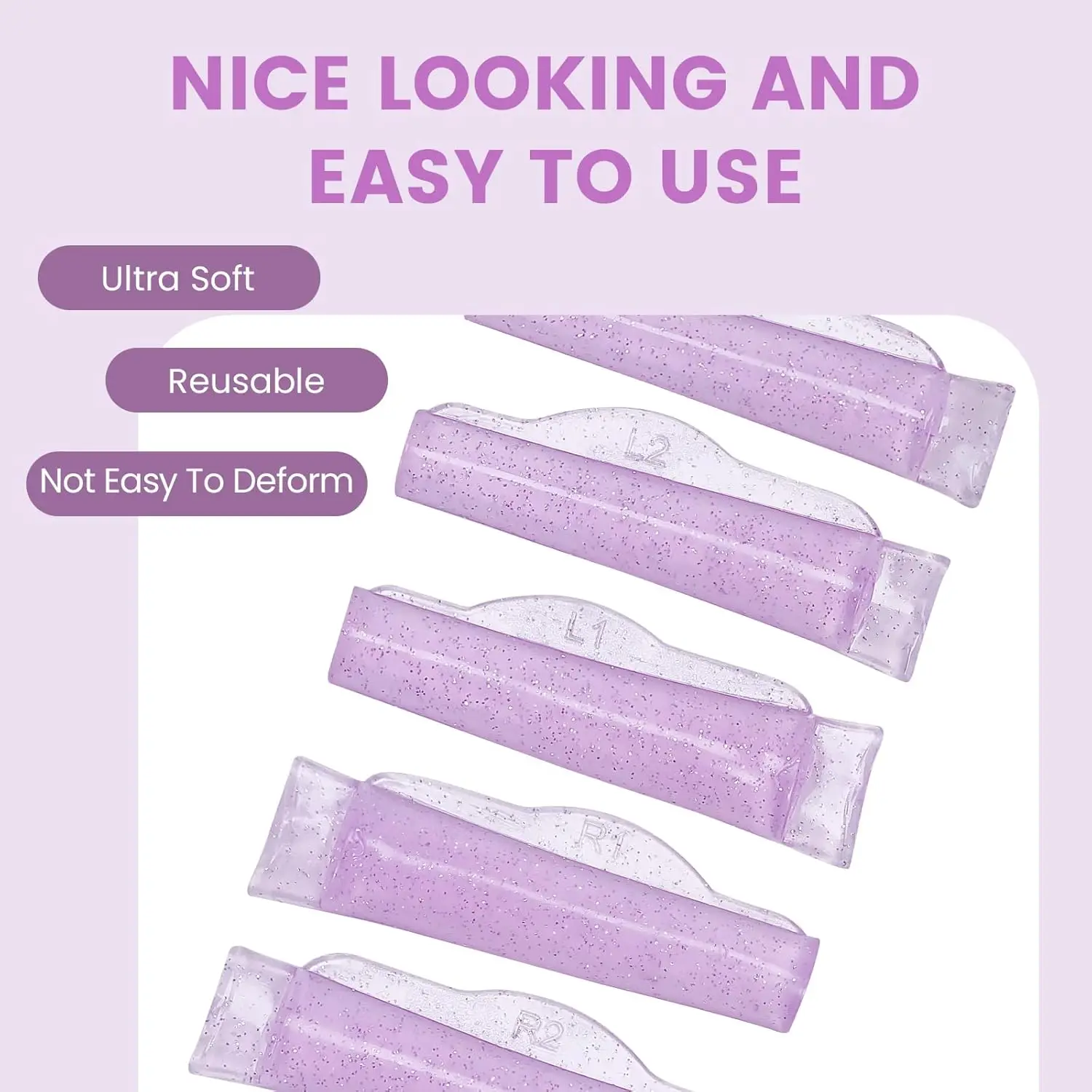 Lomansa 5 Paar neue C-Locken-Silikon-Wimperndauerwellen-Pads, klebriges Lash-Lift-Pad, Hebe- und 3D-Wimpernzange, Zubehör, Make-up-Werkzeug Image