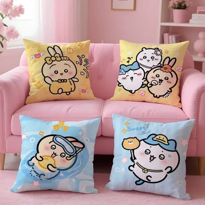 MINISO ChiikawaS Kissenbezug, hautfreundlicher und bequemer Stoff-Kissenbezug, unsichtbarer Lilky-Reißverschluss Image