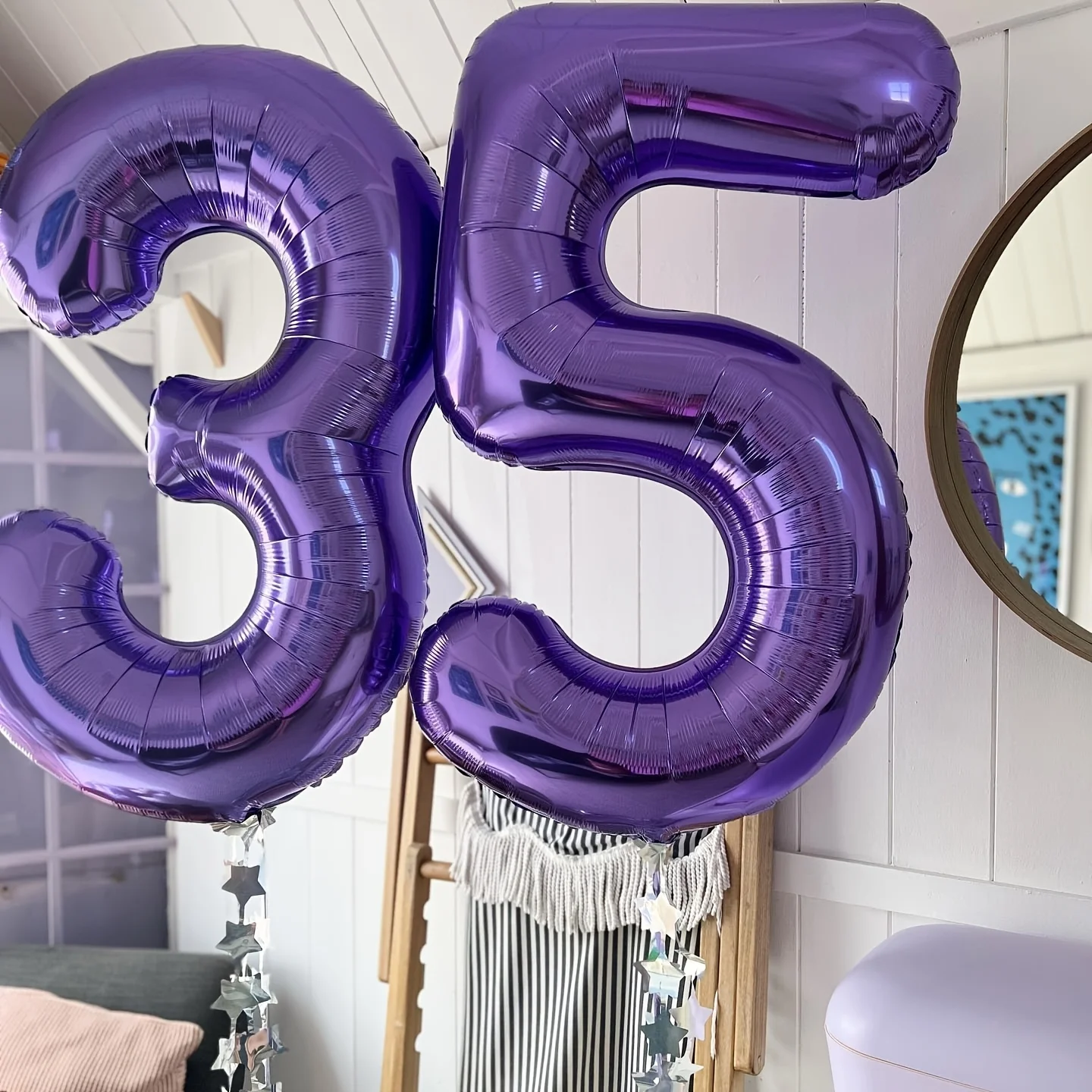 2 Stück 32 Zoll lila Zahlenfolienballons 10 15 18 21 30 35 40 50 60 Jahre Erwachsene Geburtstag Jahrestag Dekoration Lieferungen Ballon Image