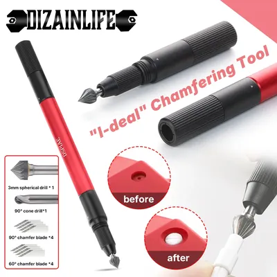 DSPIAE AT-CT Universal Chamfering Tool Φ3.0mm Chamfer Drill Shank with Drill Bits Blades Set Professional Model DIY Making Tools