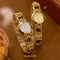 Orologio da donna vintage con quadrante rotondo piccolo, pietra preziosa naturale, elegante orologio da polso al quarzo da donna, regalo di lusso, accessori da donna