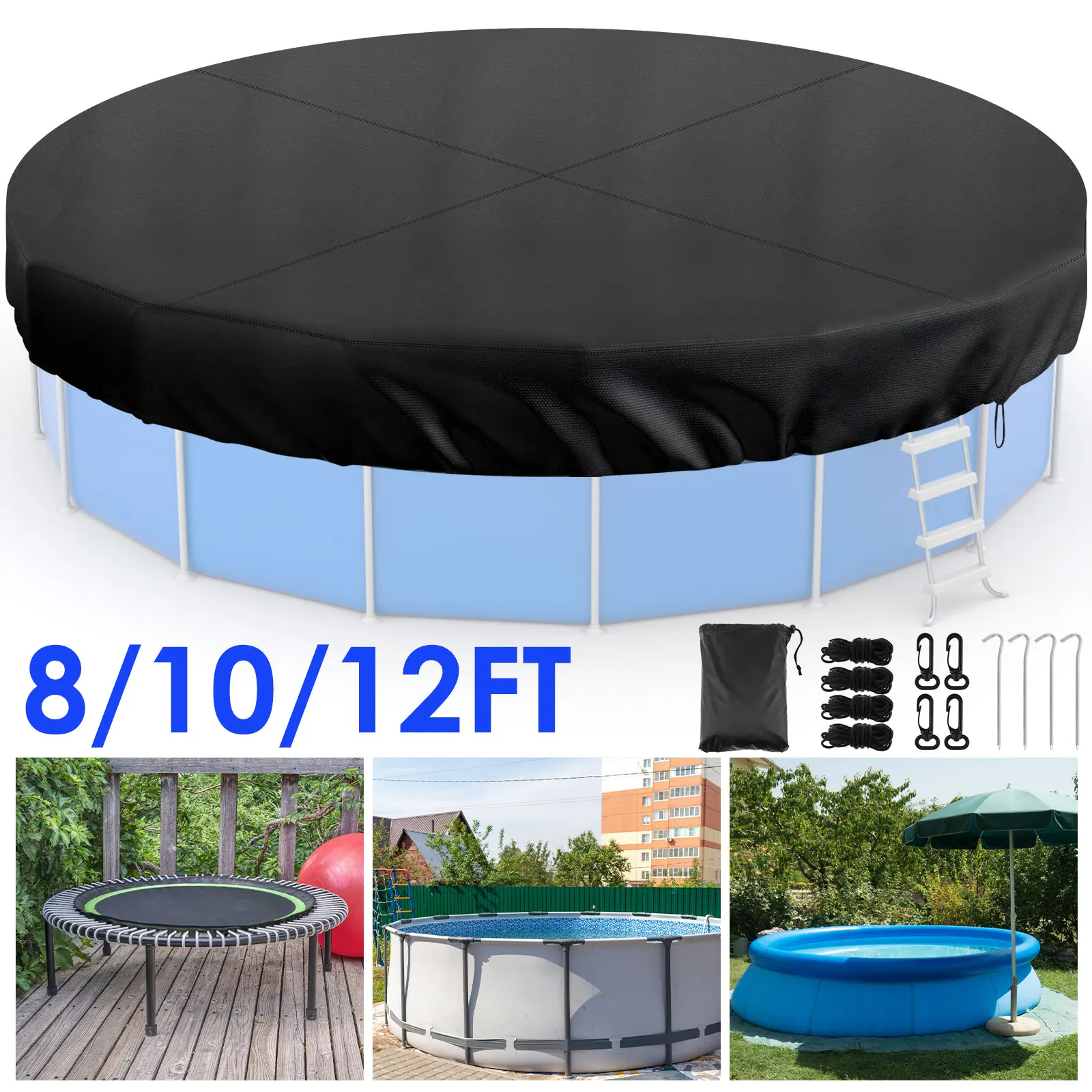 8/10/12FT rond piscine couvre été piscine couverture protecteur robuste résistant à la déchirure piscine couverture pour hors sol piscines