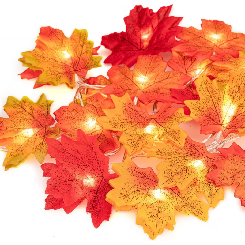 3M Herbstdekor-Lichterkette mit Ahornblättern, herbstliche saisonale Lichter, 3AA batteriebetriebene beleuchtete Girlande für Party, Innen- und Außendekoration Image