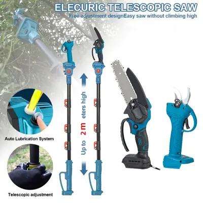 3 IN 1 Brushless Garden Power Tool Electric Chainsaw Telescoping Pole 6 inch Saw Tree Pruning Tool For Makita 21V Battery