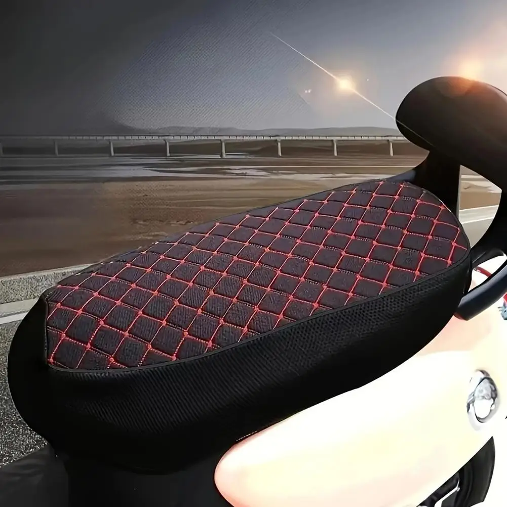 Motorrad-Sitzbezug, atmungsaktiv, rutschfest, Gittermuster, Sitz, Motorrad, Roller, Sitze, Kissen, sonnenfestes Polster, Sitzbezug Image