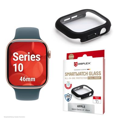 DISPLEX Displayschutzglas "Smartwatch Glass All-In-One Protector Full Body", schwarz (transparent, schwarz), B:9,00cm H:1,40cm T:13,50mm, Displayfolien, Displayschutzfolie, Schutzfolie, Bildschirmschutz, kratz- & stoßfest
