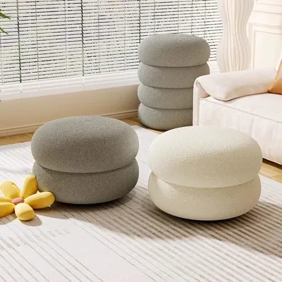 Cream Wind Living Room Small Stool, Household Coffee Table Pier Low Stool Sofa Footstool, Creative Door Shoe Changing Bench