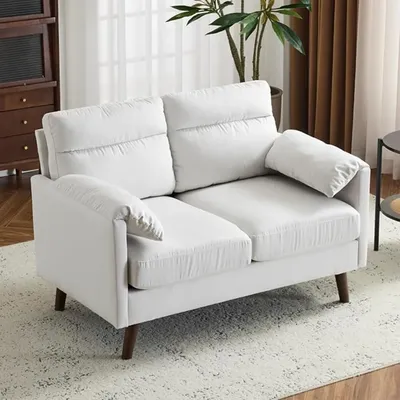 Mini Loveseat Couch, 48.8" Small Loveseat with Suede Nap Upholstery for Living Room, Comfy Seating Love Seat for Small Space