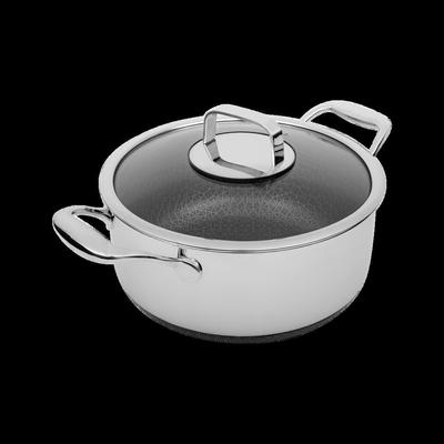LIVWELL DiamondClad™ 6 Quart Hybrid Nonstick Stainless Steel Stock Pot and Lid, Dishwasher Safe, PFO by BrylaneHome in Silver (Size OS)