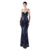 Jerseykleid MODA MINX "Gabrielle", Damen, Gr. M, EURO-Größen, grün (dunkelgrün), 100% Polyester, unifarben, elegant, lang, ohne Ärmel, Kleider, mit funkelndem Paillettenbesatz