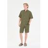 Outdoorhemd CRUZ "Micky", Herren, Gr. M, US-Größen, grün (dunkelgrün), 55% Leinen, 45% Viskose, unifarben, elegant, ohne Ausschnitt, Kurzarm, Hemden, im zeitlos-eleganten Look