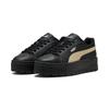 Sneaker PUMA "Karmen II Leather Sneakers Damen", Gr. 39, schwarz canvas silber beige metallic, Obermaterial: Kuhleder, Textil, Synthetik; Futter: Textil; Innensohle: Textil; Laufsohle: Gummi, Schuhe