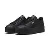 Sneaker PUMA "Karmen II Leather Sneakers Damen", Gr. 36, schwarz (schwarz silber metallic), Obermaterial: Kuhleder, Textil, Synthetik; Futter: Textil; Innensohle: Textil; Laufsohle: Gummi, Schuhe