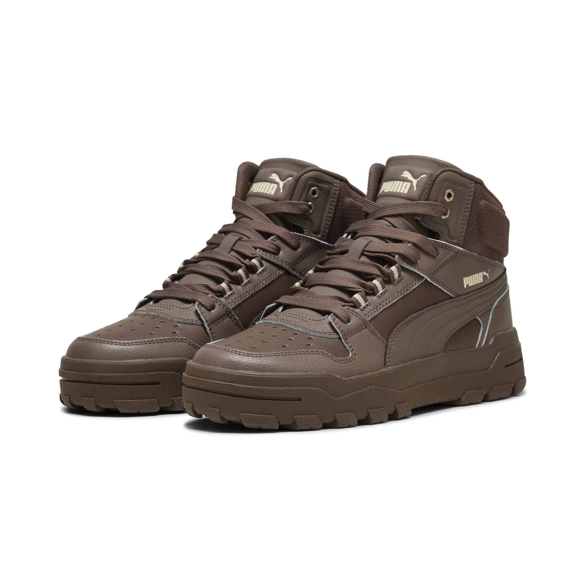 Sneaker PUMA "Rebound Abrupt Sneakers Erwachsene", Damen, Gr. 40.5, weiß (flat bronze canvas weiß braun beige), Obermaterial: Textil, Synthetik, Kuhleder; Futter: Textil; Innensohle: Textil; Laufsohle: Gummi, Schuhe Sneaker