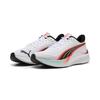 Laufschuh PUMA "Pounce Lite Laufschuhe Erwachsene", Gr. 39, weiß glowing rot, Obermaterial: Textil, Synthetik; Futter: Textil; Innensohle: Textil; Laufsohle: Gummi, Schuhe