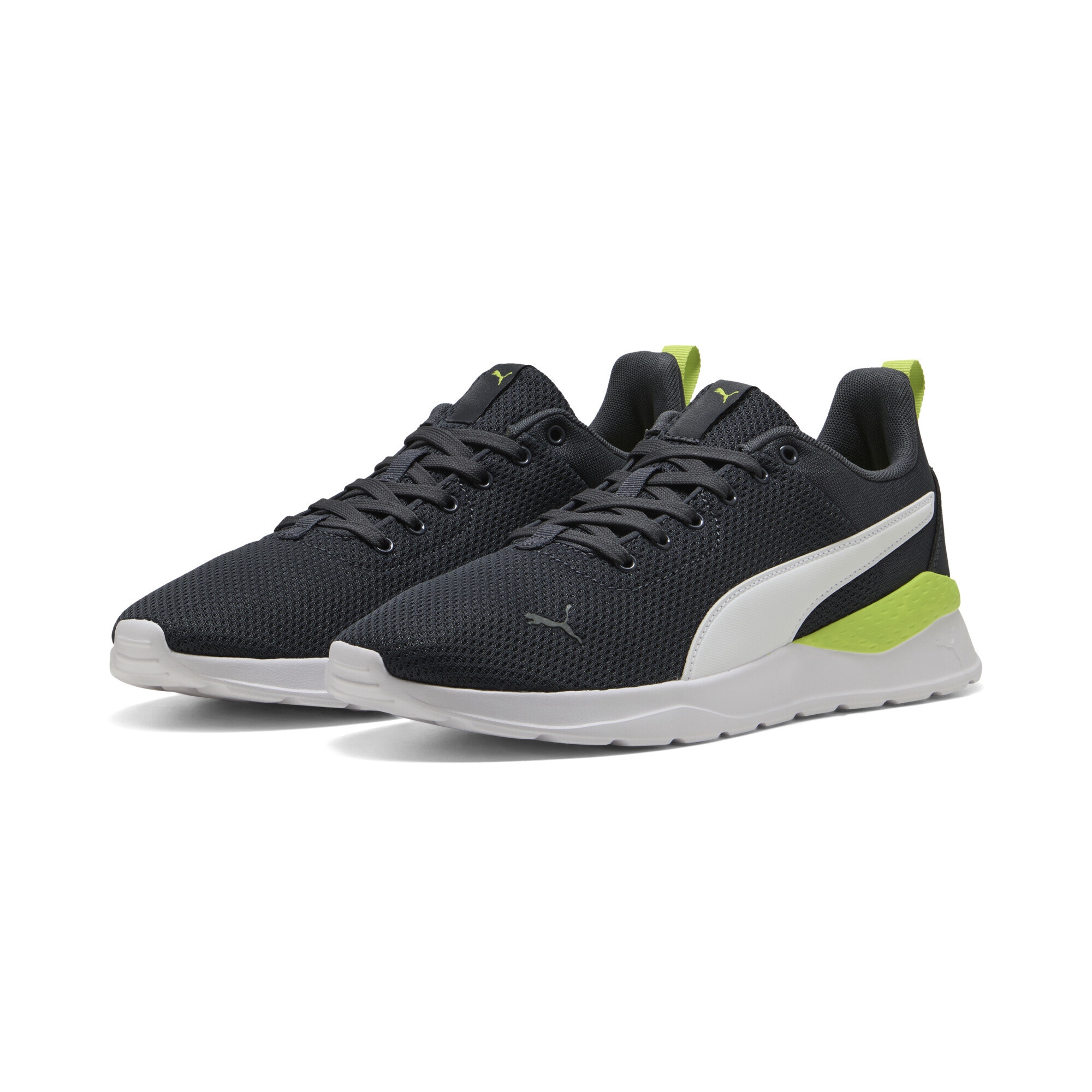 Sneaker PUMA "Anzarun Lite Sneakers Erwachsene", Herren, Gr. 40, weiß (strong gray weiß lime smash grün), Obermaterial: Synthetik, Textil; Futter: Textil; Innensohle: Textil; Laufsohle: Synthetik, Gummi, Schuhe Sneaker