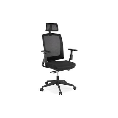 Ergonomischer Büro-Drehstuhl Mesh Schreibtischstuhl, Office Chair Chefsessel, Schwarz, Höhenverstellbar, 3D-Armlehnen, Kopfstütze Kadima Design Image