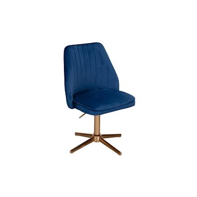 KADIMA DESIGN Schreibtischstuhl Dunkelblau Samt Design Drehstuhl mit Lehne, Schalenstuhl 120 kg Höhenverstellbar, Arbeitsstuhl ohne Rollen, Stuhl Schreibtisch Image