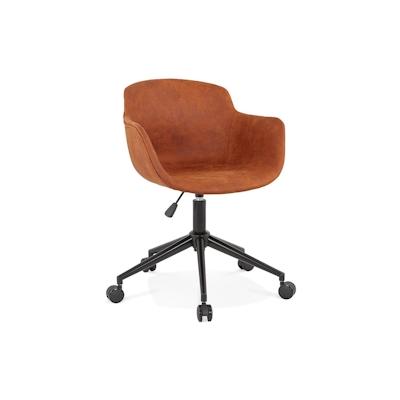 Bürostuhl ergonomisch modern | Premium Mikrofaser mit Rollen | Cognacbraun | höhenverstellbar & 360 Grad drehbar | Pilano Kollektion | Kadima Design Image