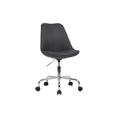 KADIMA DESIGN Schreibtischstuhl Schwarz Stoff, Design Drehstuhl mit Lehne, Arbeitsstuhl mit 110 kg Maximalbelastung, Schalenstuhl mit Rollen, Stuhl Image