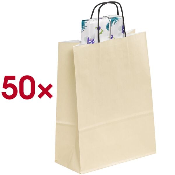 VP 50 Stück Papier-Tragetaschen »Toptwist« 24,0 x 11,0 x 31,0 cm gold, 24x31 cm
