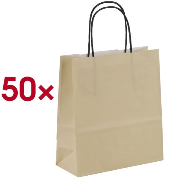 VP 50 Stück Papier-Tragetaschen »Toptwist« 9,0 x 8,0 x 21,0 cm gold, 19x21 cm