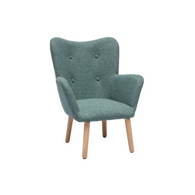 Skandinavischer Kindersessel aus graugrünem Stoff und hellem Holz baby bristol Image