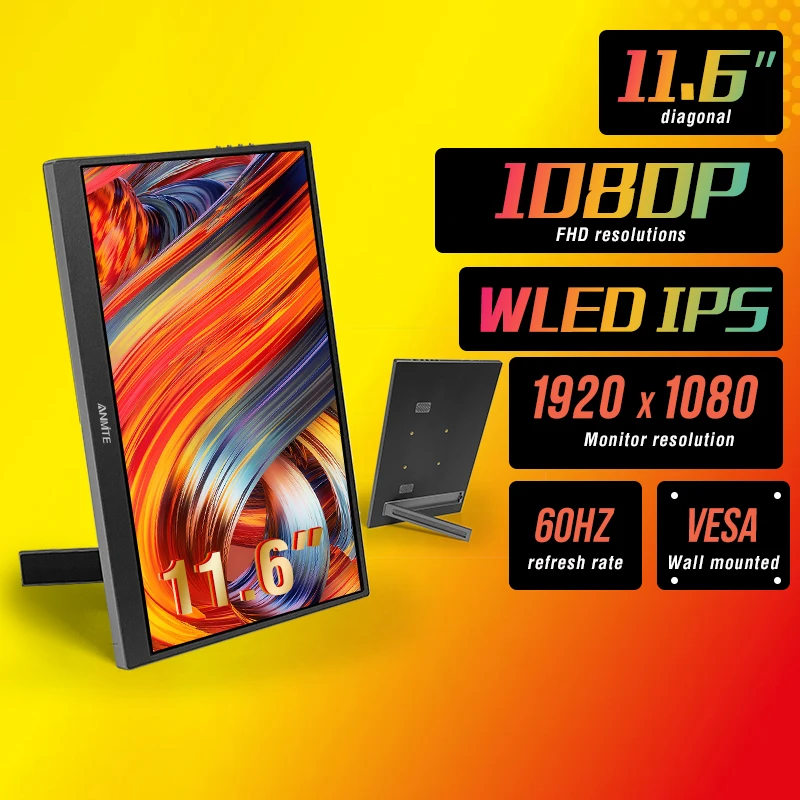 11,6 Zoll IPS Tragbarer Monitor FHD 1920*1080 Für Laptop XBox PS4/5 Schalter Handy PC Verlängerung Mobile Mointor Image