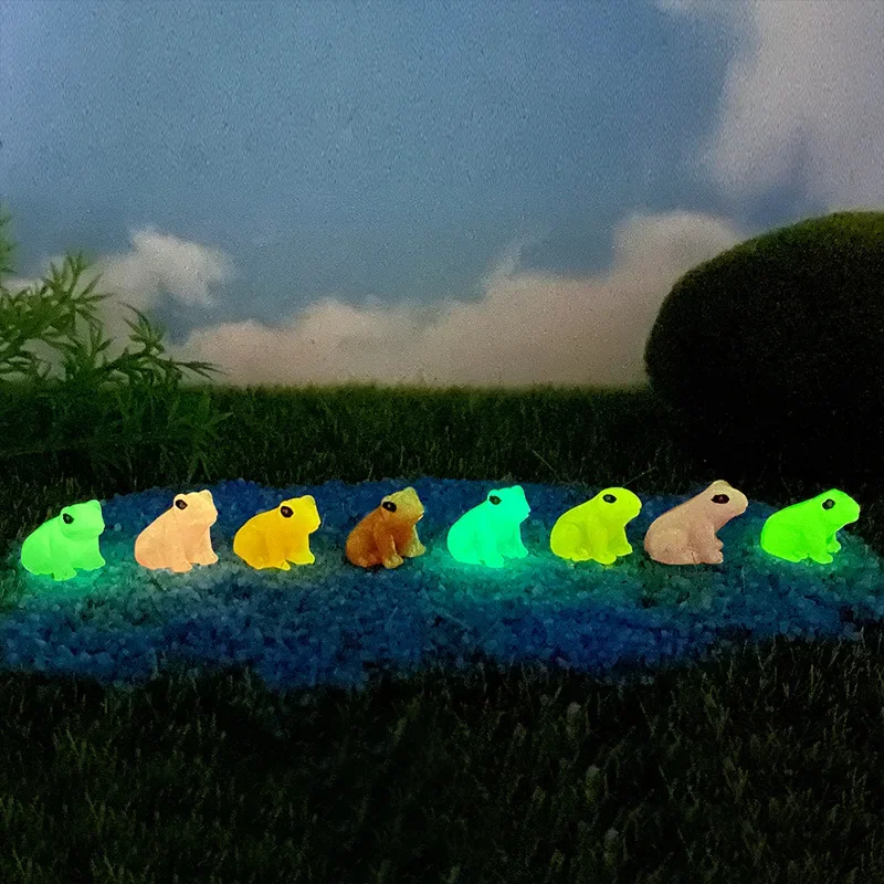 8 pièces lumineux Mini grenouilles forêt tropicale Terrarium décoration Miniatures Poison fléchette grenouille pour Vivarium décor Paludarium accessoires