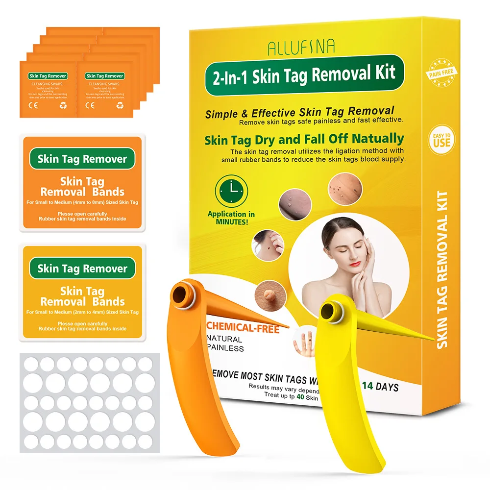 2-IN-1 Auto Skin Tag Removal Tool Kit Schmerzloses Skin Label Maulwurf Akne Warzenentfernungsstift mit Reinigungstupfern Gesichtspflege-Tool Image