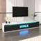 Meuble TV, meuble TV haute brillance, couleurs assorties noir et blanc, avec lumières LED à couleur changeante