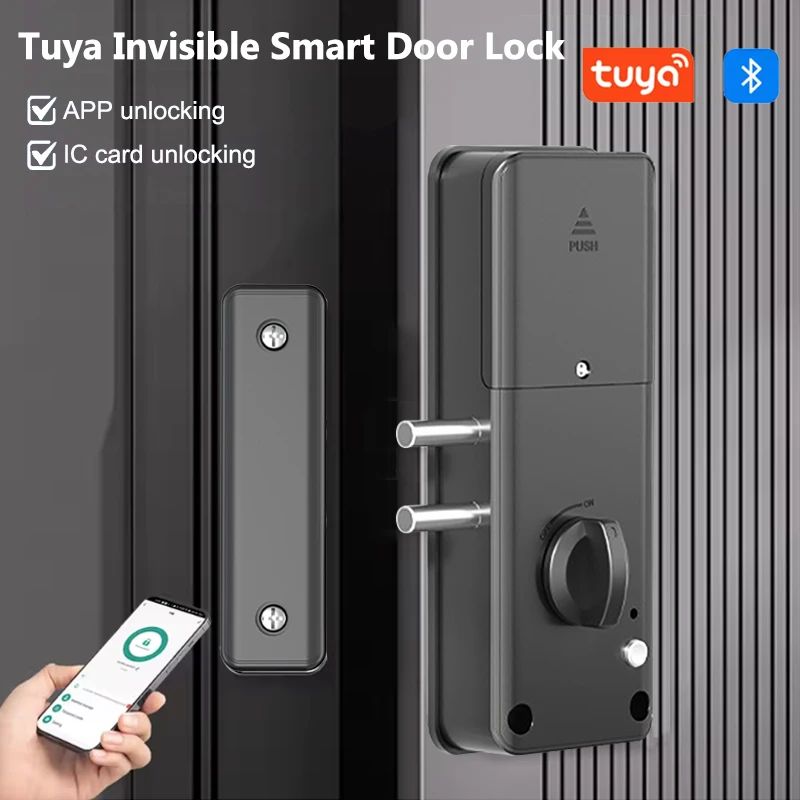 Smart Tuya Bluetooth Indoor Unsichtbare Schloss für Holz Tür TTLock APP IC Karte Entsperren Elektronische Schloss Für Home Office Wohnung Image