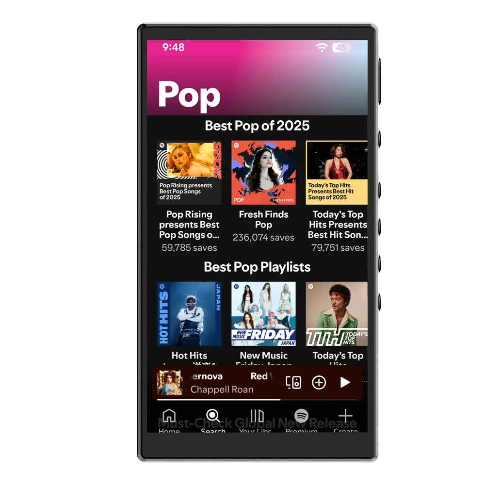 Famue Lecteur MP3 Android 13 avec Bluetooth et WiFi, Lecteur MP3 MP4 avec Spotify, Audible, Pandora, Version autonome/en réseau