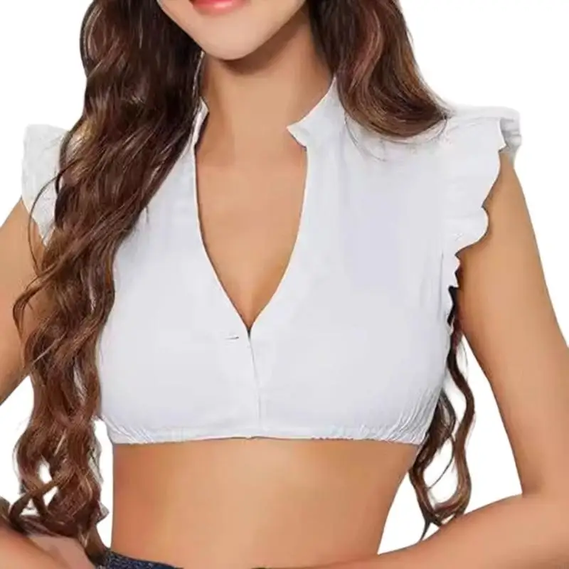77 Die bayerische Oktoberfest Kostüm traditionelle Deutsche Dirndl Bluse Crop Top Bayer Oktoberfest Kostüm für Frauen Mädchen Image