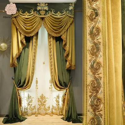 Luxury Custom European Olive Green Velvet Embroidered Curtains for Living Room Bedroom American Style Premium Fabric Drapes