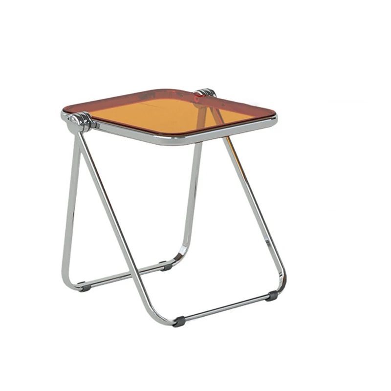 Transparenter klappbarer Beistelltisch – moderner Couchtisch mit Metallrahmen, ideal für Wohnzimmer, Schlafzimmer und kompakte Aufbewahrung