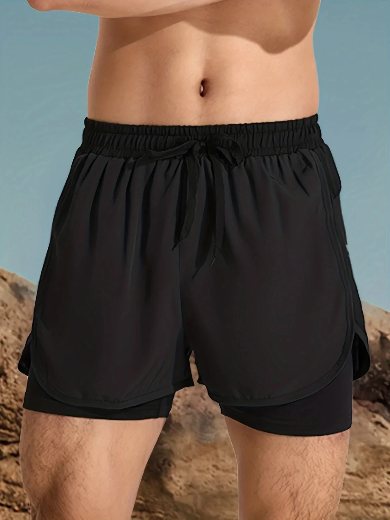 Herren-Aloe-Hosen, sportliche Shorts, zweilagige Badehose: stilvoll, schnell trocknend und bequem für Strand, Pool und heiße Quellen! Image