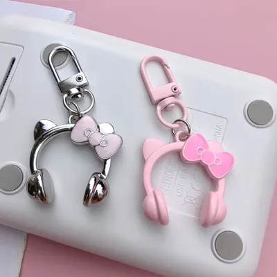 Cute Keychain Creative Headset Car Keychains Bag Pendant Jewelry Trinket Girl's Car Key Chain Friends Gift Key Chains for Women