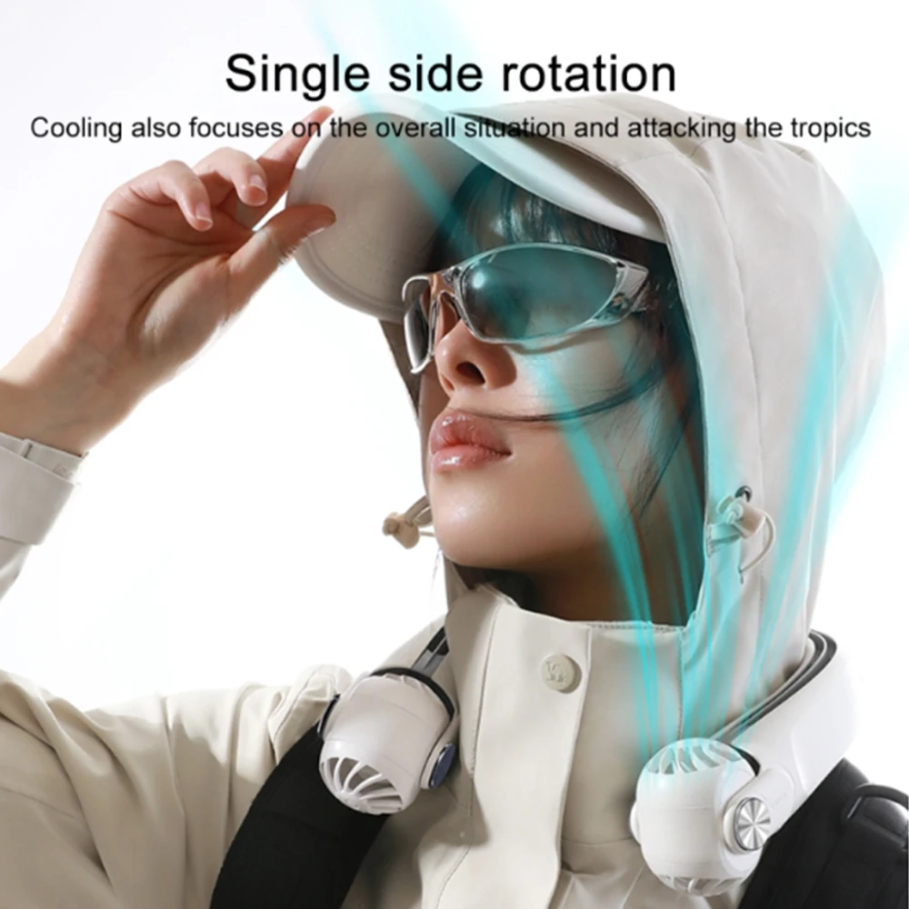 Nackenventilator, 90-Grad-Drehung und 5-Gang-Einstellung, tragbarer Kühlbegleiter, geeignet für Mini-Ventilatoren im Innen- und Außenbereich Image