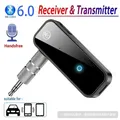 Trasmettitore ricevitore audio Bluetooth 6.0 Chiamata in vivavoce Jack AUX da 3,5 mm Dongle USB Adattatore wireless per musica stereo per TV PC Kit per auto