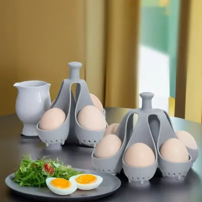 Freestanding Silicone Egg Boiler Heat Resistant Egg Tray Egg Rack Kitchen Gadgets Portable Egg Rack Kitchen Gadget Easy Storage