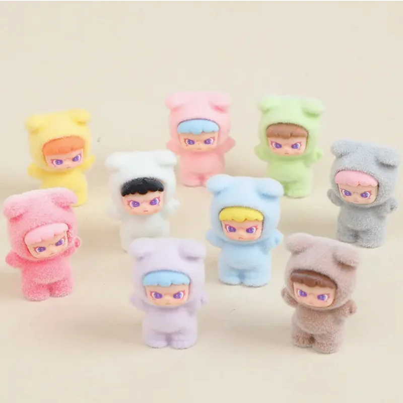 Runde Ohrbeflockungspuppe Dora Big Cousin Blind Box Niedliche handgemachte Desktop-Ornamente Tide Play Harzpuppe Freund Geschenkkollektion Image