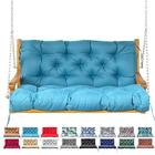 Garden Bench Cushion, Waterproof 2/3 Seater Swing Seat Cushions With Backrest & Ties, Replacement Cushions for Outdoor Furniture, Outdoor, Backyard and Garden,Sky Blue,120*100*10cm/47*40*4inch
