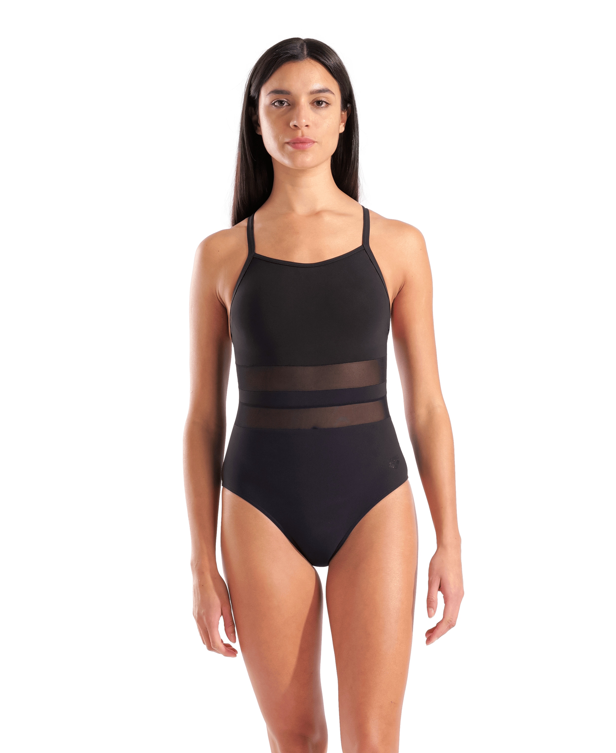 Badeanzug ARENA "WOMEN'S ARENA MESH EQUALS SWIMSUIT BACK B", Damen, Gr. 36, N-Gr, schwarz, Obermaterial: 74% Polyamid, 26% Elasthan, Sportlich, Badeanzüge Image