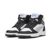 Sneaker PUMA "Rebound V6 Mid Space Belle Sneakers Mädchen", Kinder, Gr. 37, schwarz lila crush weiß lila, Obermaterial: Synthetik, Textil; Futter: Textil; Innensohle: Textil; Laufsohle: Gummi, Schuhe